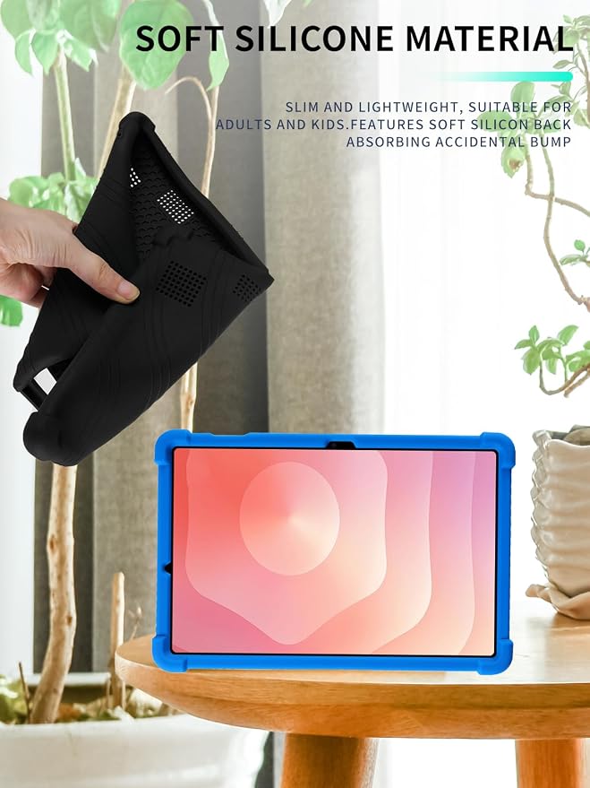 Case for Samsung Galaxy Tab S11 Tablet 11 inchWUNIAK Shock Proof Lightweight Stand Rubber Shell Protective CoverKids Friendly Soft Silicone Adjustable Stand CoverBlue