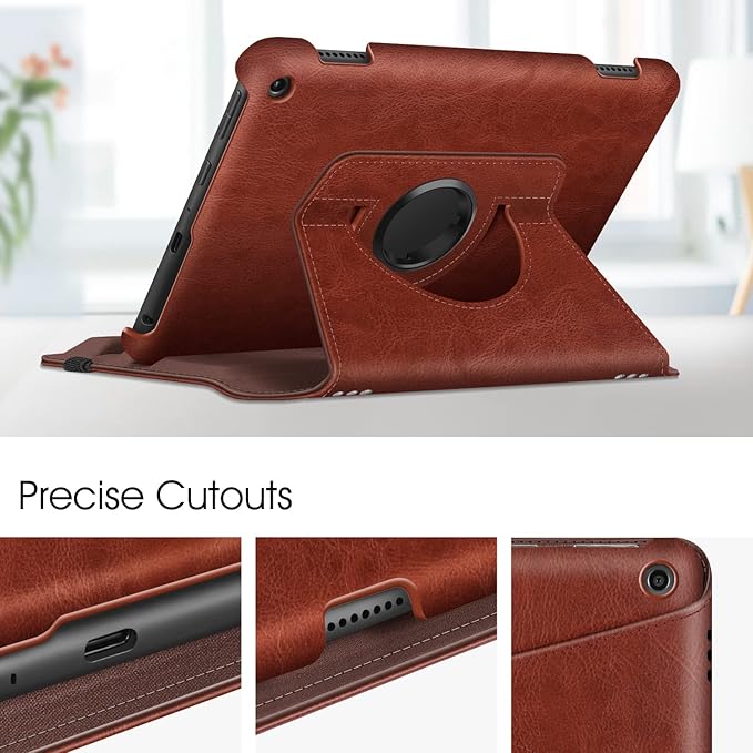 Fintie Rotating Case for Kindle Fire HD 8 &amp 8 Plus 12th/10th Gen Black | 360° Rotatable Swivel Stand Cover for Fire HD 8 2024/2022/2020 Durable PU Leather 3 Viewing Positions Auto Sleep/Wake