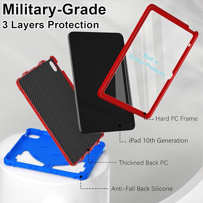 Nitupai Case for iPad 10.2 Case iPad 9th / 8th / 7th Generation Gen Case Heavy Duty Shockproof Rugged Protective Cover 10.2 Inch with Stand Black+Black