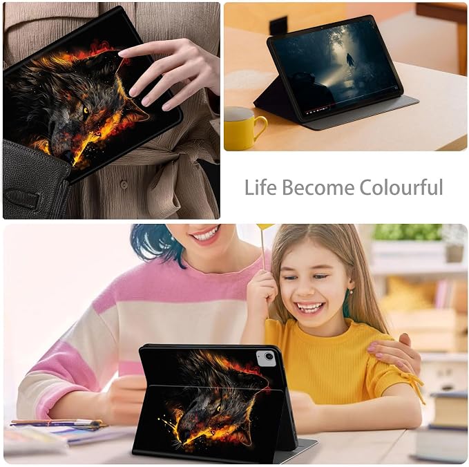 Case for iPad Air 11-inch (M4 2026 / M3 2025 / M2 2024) iPad Air 5th/4th Gen (2022/2020) 10.9 Slim PU Leather Folio Stand &amp Auto Sleep/Wake Protective Smart Cover Tree Fluorescent