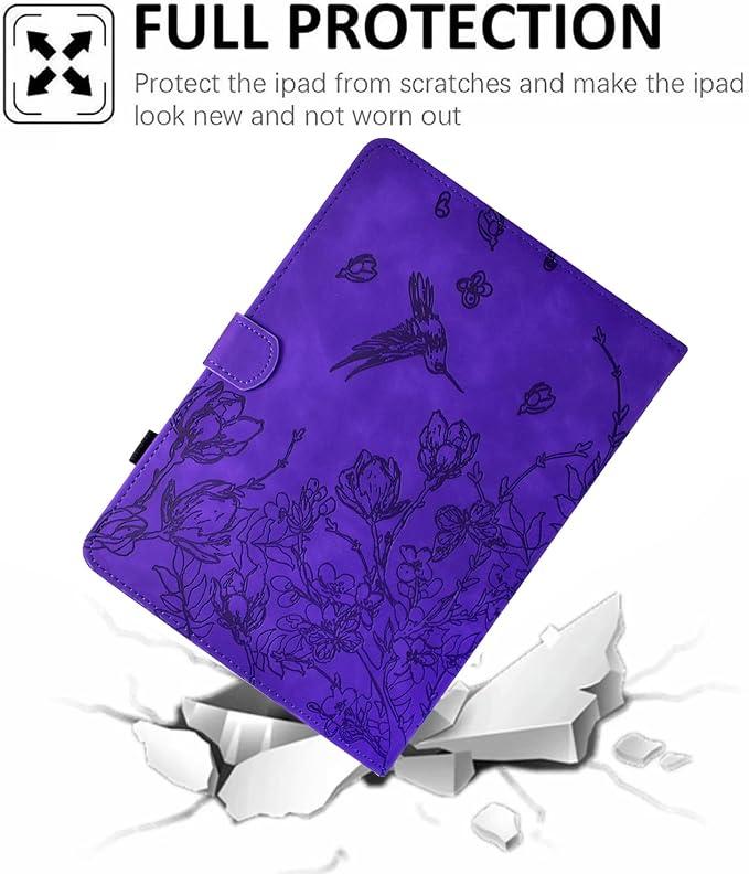 Case for iPad 9th/8th/7th Generation iPad 10.2 Case (2021/2020/2019 Model iPad 9/8/7 Case) PU Leather Folio Folding Stand Cover for iPad 10.2 inch Auto Wake/Sleep Hummingbird