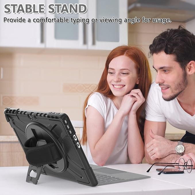 ZenRich Rugged Case for Microsoft Surface Pro 12 (2025)12 inch | Shockproof Hard Protective Case with 360 Rotating KickstandPen Holder and Hand Strap Compatible with Type Cover Keyboard
