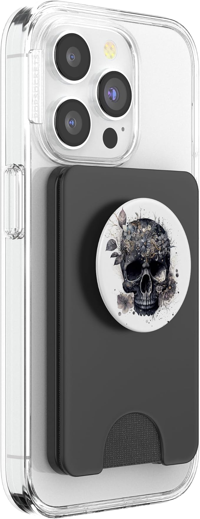 Floral Skull Graphic for Women Birthday Unique Black Skull PopSockets Adhesive PopGrip