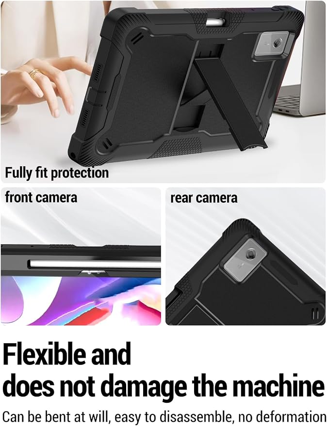 for Lenovo Idea Tab Plus/Tab K12（12.1 Inch） Android Tablet Protective caseShockproof Lightweight Silicone Protective Cover with StandChild-Friendly ProtectionEasy to Clean DesignBlack