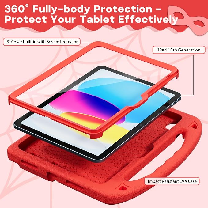 Kids Case for iPad 9th/8th/7th Gen. (10.2-inch 2021/2020/2019) | Shockproof Cover with Built-in Screen Protector and Stand Black