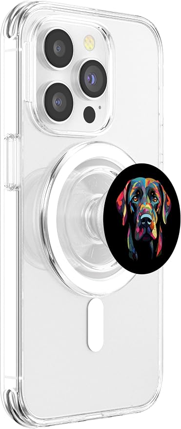 Labrador Retriever Colorful Dog Face Funny Lab Lover Black PopSockets Adhesive PopGrip