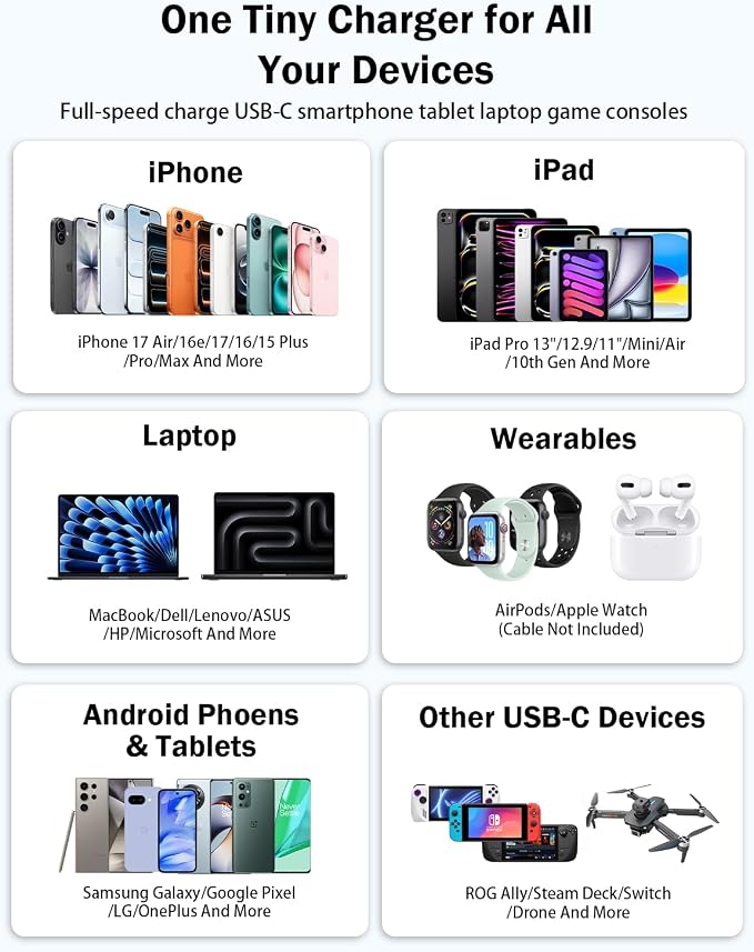 [Apple MFi Certified] 40W GaN III USB C Charger with 10FT Cable for iPhone | 2-Pack PD 3.0 PPS Charger Set Compatible with iPhone 17/16/15 Pro Max Samsung S25 iPad and MacBook Compact Travel Desig