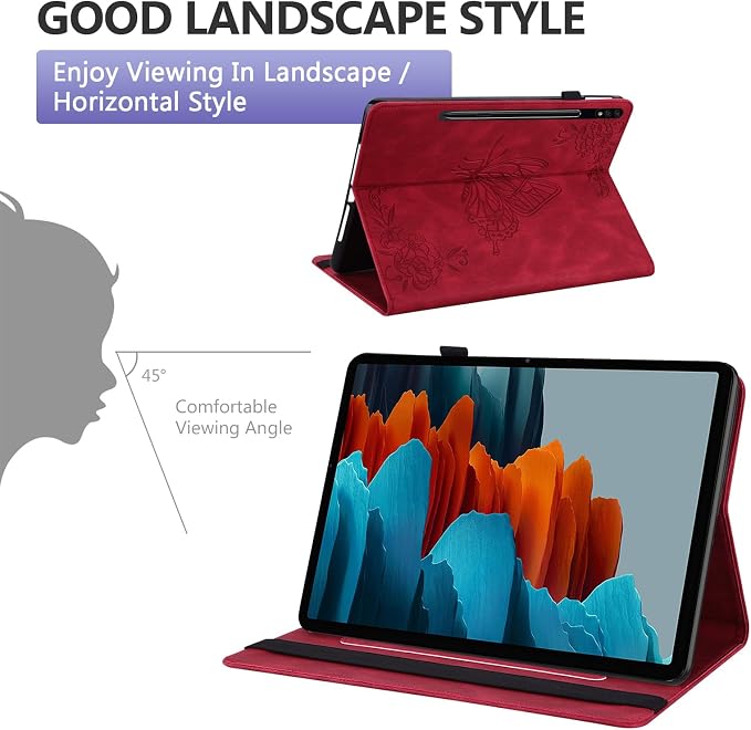 Dteck Wallet Case for Galaxy Tab S10+/S9+/S7 FE/S8+/S7 Plus 12.4 Tablet Premium PU Leather Folding Stand Auto Wake/Sleep Pen Holder Case with Hummingbirds