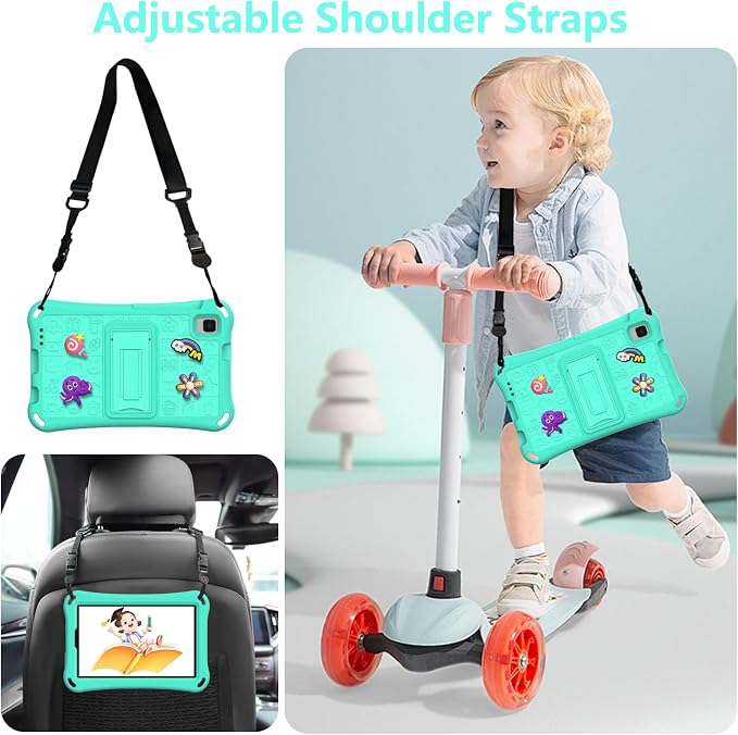 Case for iPad 10.2 Inch 2021/2020/2019/ iPad Pro 10.5 Inch/Air 3rd Gen (2019) Shoulder Strap Kickstand Children Friendly Anti-Scratch Shockproof Case Lightpurple