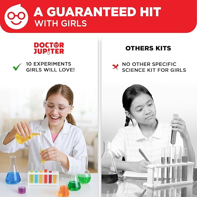 Doctor Jupiter Explosive Science Kit for Girls Ages 8-10-12-14 | Birthday Gift Ideas for 8,9,10+ Year Olds | Chemistry Set, STEM Toy Kit with 10 Experiments | Learning & Educational Projects