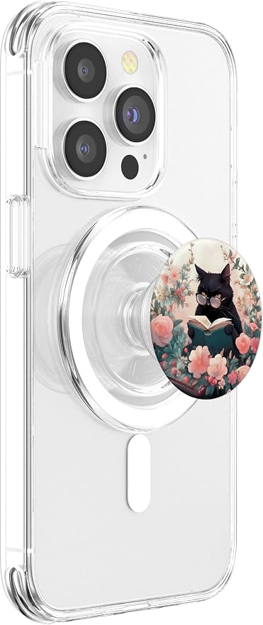 Book Lover Cat Owner Bookworm Reading Literature Librarian PopSockets Adhesive PopGrip