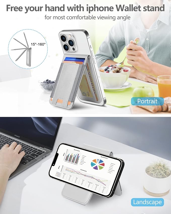 ExtreLife 2-in-1 Magsafe Wallet Adjustable Stand Open ID Window Magnetic Wallet for iPhone 17/16/15/14 Pro Max/14 Pro/14 Plus/13/12 Series 9 Cards Holder Vegan Leather Black
