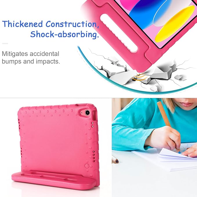 Kids Case for iPad Pro 11 M5/M4 &amp iPad Air 11 (2026/2025/2024) Shockproof Case with Pencil Holder Techcircle Light EVA Foam Handle Stand Bumper Protective Child Friendly Drop Proof Cover Black