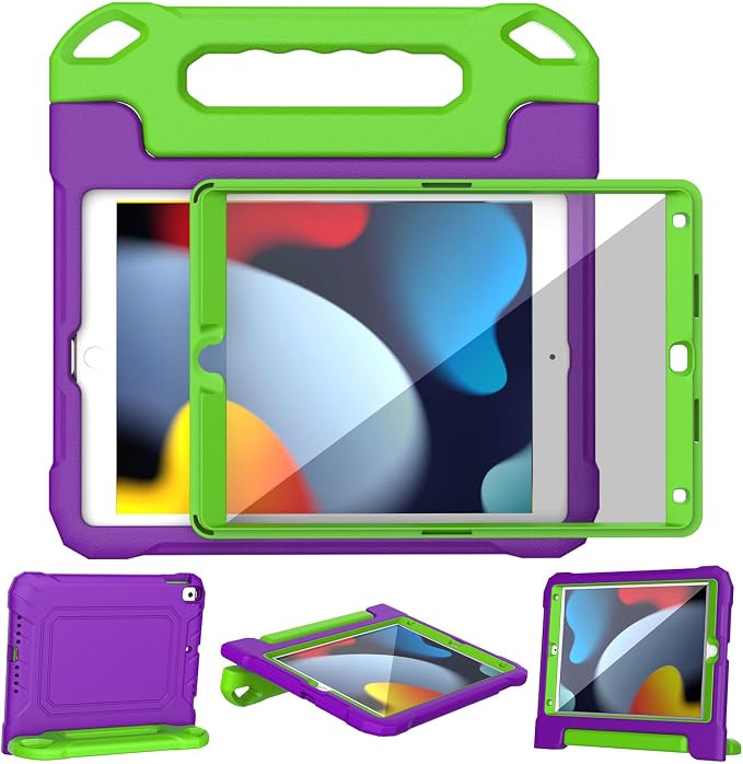 YIHE Kids Case for iPad 10.2 9th/8th/7th Gen Pro 10.5 &amp Air 3 BlackBlue | Full Body Shockproof Protective Cover Handle Stand Built-in Screen Protector Fun Colors