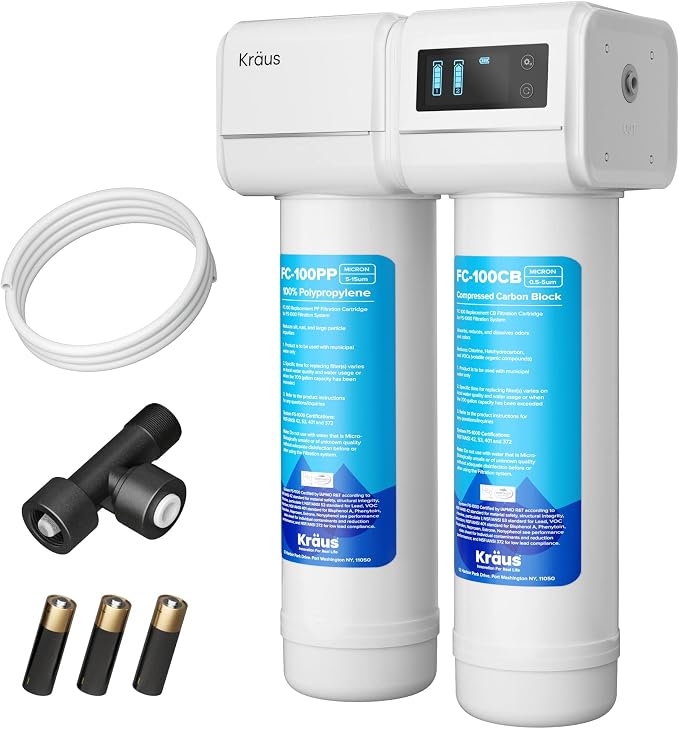 KRAUS Purita 2-Stage Carbon Block Under-Sink Water Filtration System