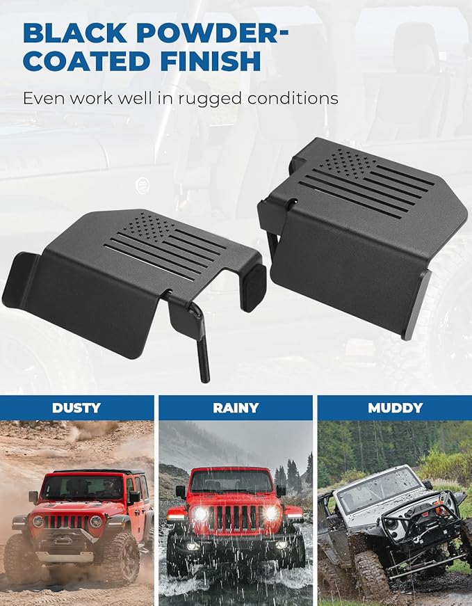 JOYTUTUS Upgraded 120° Wrangler Foot Pegs Compatible with Wrangler TJ 1997 to 2006, Exterior Door Hinge Metal Foot Rest Pedals with US Flag Pattern