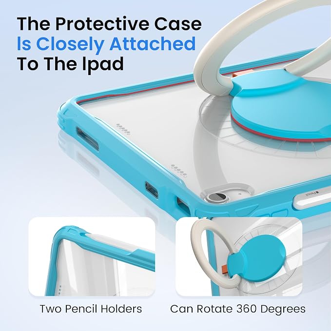 Pepkoo Triple Shock-Absorbing Protective Case for iPad (A16) 11th/10th Gen | Comfortable Heavy-Duty Kids Protective Case With Tactile Sensation With Handle Shoulder Strap (Black)