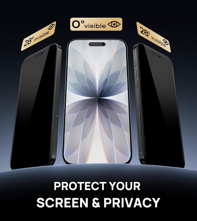SSLOTSCASE for iPhone 17 Privacy Screen Protector [2 Pack] [9H Hardness] | Anti Spy Tempered Glass Film Military Grade Shatterproof Easy Installation Anti Reflective Screen Protector for iPhone 17