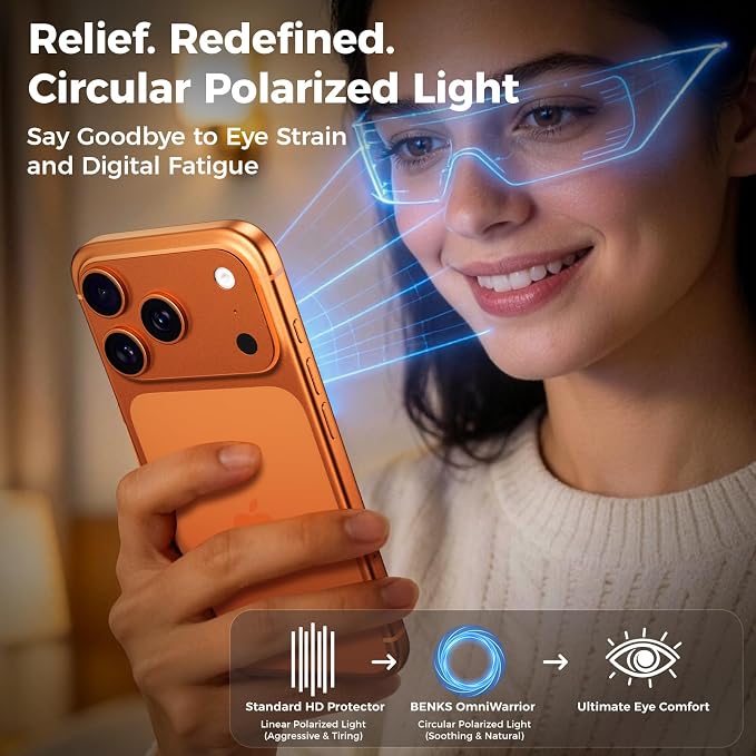 BENKS OmniWarrior for iPhone 17 Pro Max Screen Protector 3D Full Coverage Tempered Glass Shatterproof &amp Scratch Resistant Eye-Friendly HD Clarity Easy Foolproof Installation