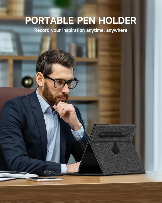 Case for Remarkable 2 Paper Tablet 10.3 2020 Released Fabric Folio Cover with Pen Pocket Stable Stand Design Black &amp Light Cork (Exclusive Templates Provided)