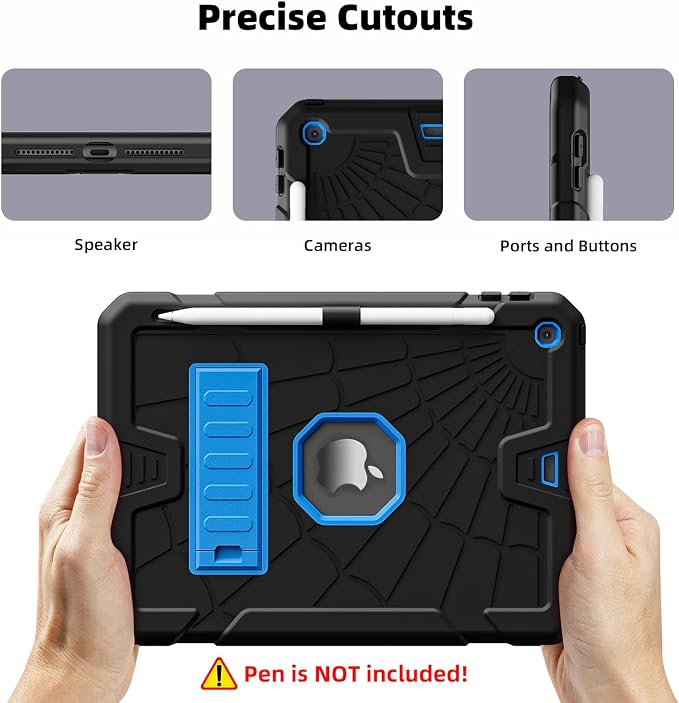 TSQQST iPad 9.7 Case 6th/5th Gen 2017 2018 for Kids Boys Girls | Tempered Glass Screen Protector Pencil Holder &amp Stand Heavy Duty Shockproof Rugged Protective Red+Blue