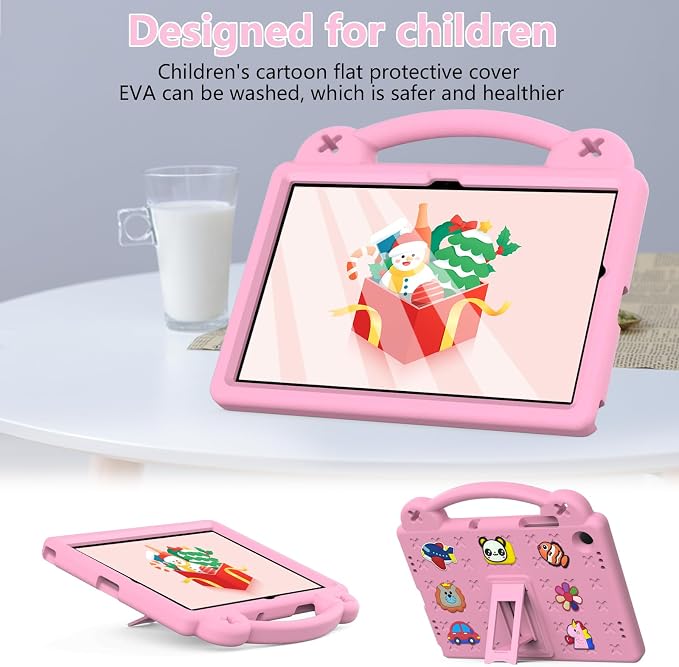 Kids Case for Onn. 10.1 Tablet 2024 Shockproof Full Body Protective Light Weight EVA Folding Handle Stand Shoulder Strap for Onn. 10.1 Inch Tablet Gen 4 2024 Model Pink