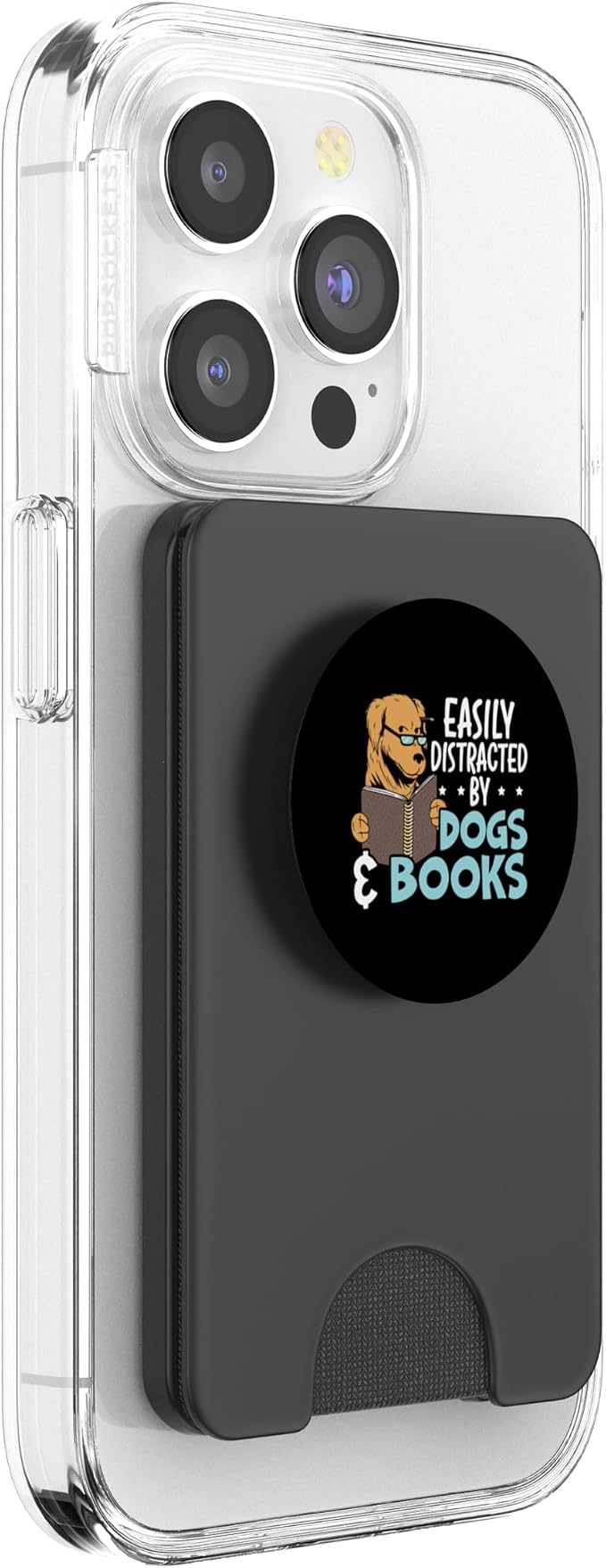 Easily Distracted by Dogs &amp Books Puppy Lover Bookworm PopSockets Adhesive PopGrip