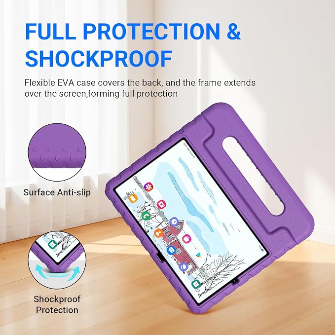 Kids Case for Samsung Galaxy Tab S6 Lite 10.4 Inch with S Pen Holder Black | Fits 2024/2020/2022 Released Shockproof EVA Lightweight Foldable Handle Stand Washable Kids-Friendly
