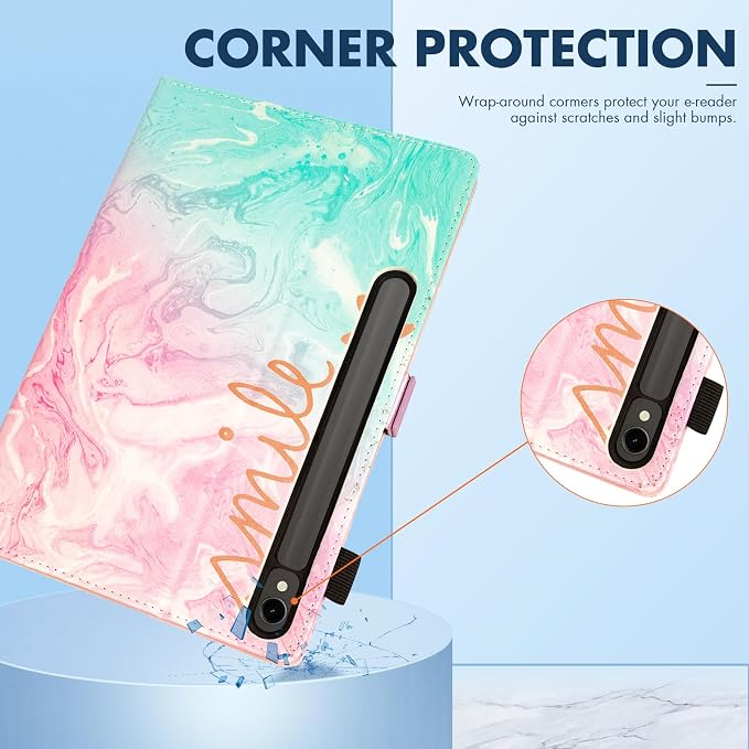 Dteck Wallet Case for Galaxy Tab S10+/S9+/S7 FE/S8+/S7 Plus 12.4 Tablet Premium PU Leather Folding Stand Auto Wake/Sleep Pen Holder Case with Hummingbirds