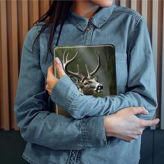 American Flag Deer Pattern Case for All-New Amazon Kindle Fire 7 Inch Tablet (9th/7th/5th Generation 2019/2017/2015 Release)360 Degree Rotating Stand Protective Cover with Auto Sleep/Wake