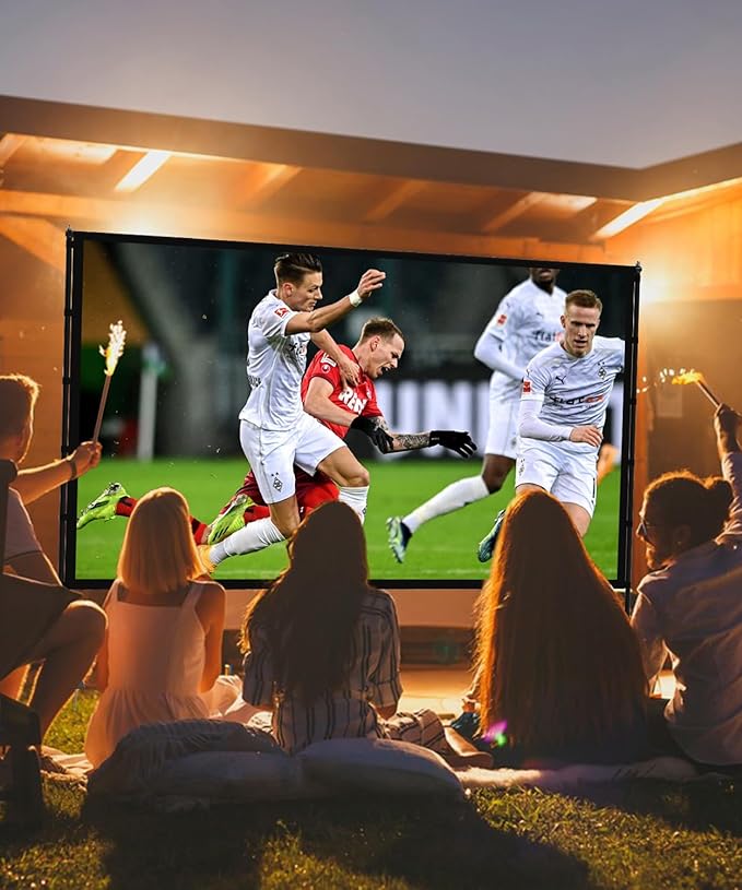 STWUI Projector Screen with Stand - 100 Inch Outdoor Projector Screen Portable Projector Screens 16:9 4K HD Outdoor Movie Screen with Carry Bag Can Enioy Home Theater Projection Screen