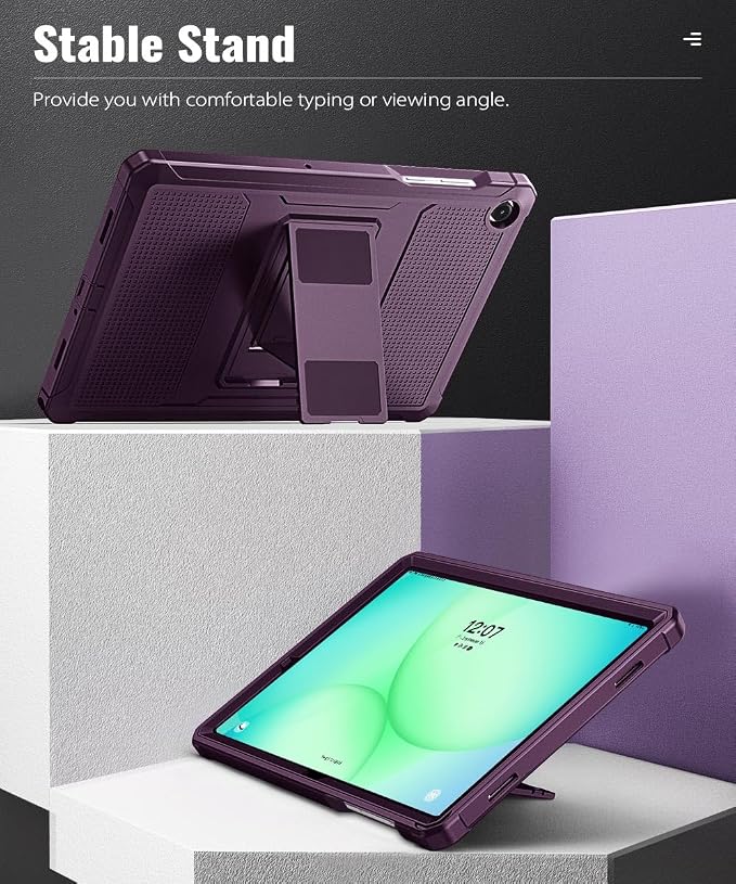 MoKo Shockproof Case Fit Samsung Galaxy Tab A11+ Plus/ A9+ 11 Inch | Full Body Rugged Stand Back Cover with Built-in Screen Protector for Galaxy Tab A11+/ A9+ Tablet Light Gray