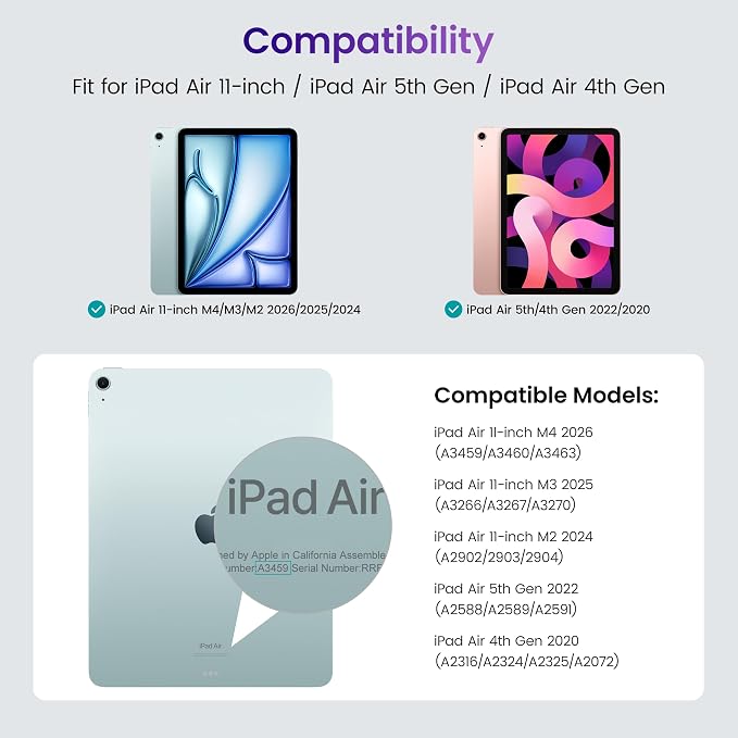 DTTO Case for iPad Air 11 M4/M3/M2 &amp 10.9 5th/4th Gen Alpine Green | Durable Full Body Protective Cover Built-in Screen Protector &amp Kickstand Corner Protection for iPad Air 2022/2020