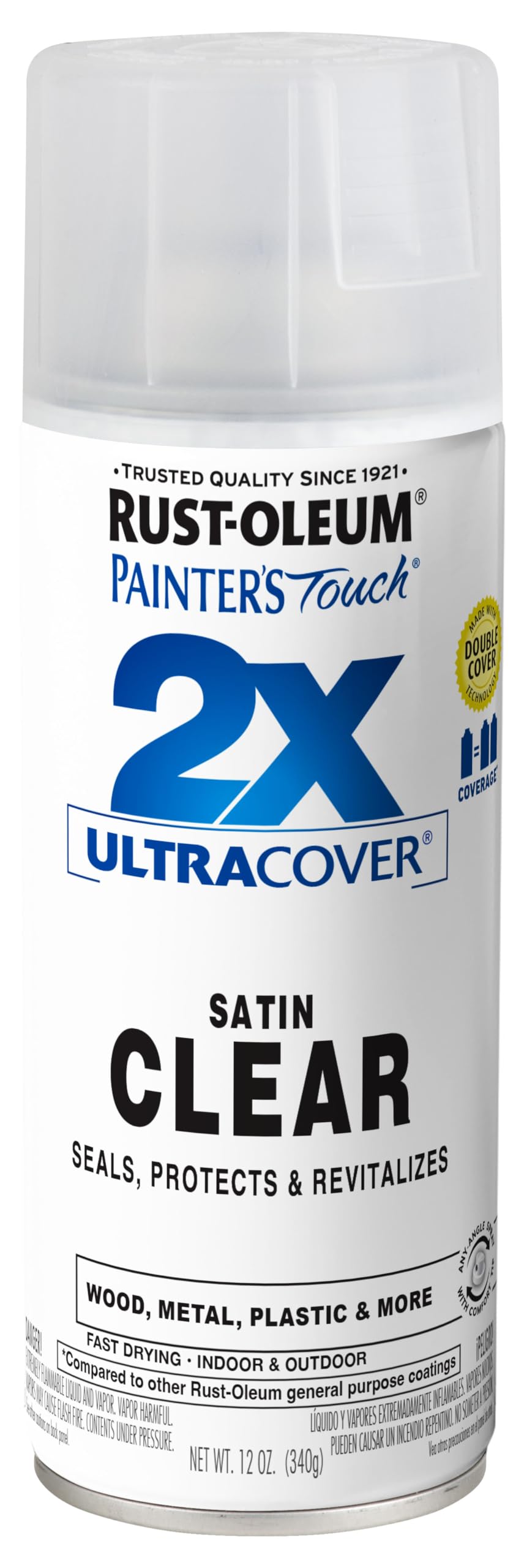 Rust-Oleum 249845 Painter's Touch 2X Ultra Cover Spray Paint, 12 oz, Satin Clear