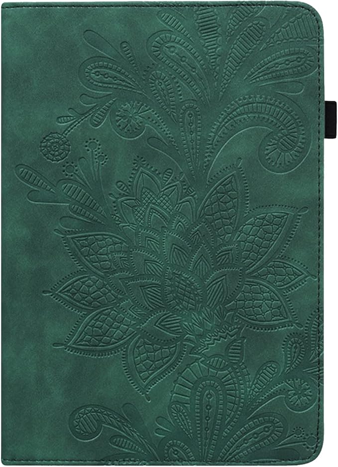 for Kindle Fire HD 8 Tablet (only Fits 10th Generation) &amp Fire HD 8 Plus 8 Case 2020 with Stand/Pencil Holder/Card Pocket/Elastic Band Embossed PU Leather Floral Cover Brown Peacock Flower