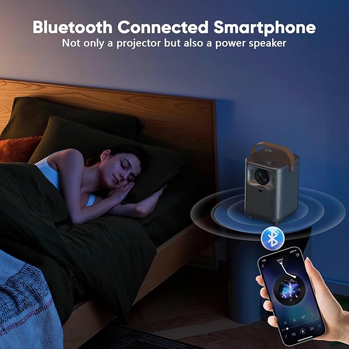 【Electric Focus & Auto Keystone】TMY Portable Projector with WiFi and Bluetooth, 1080P Projector with Zoom, Movie Projector for Phone/Laptop/TV Stick/HDMI/USB, Mini Projector for Bedroom or Outdoor