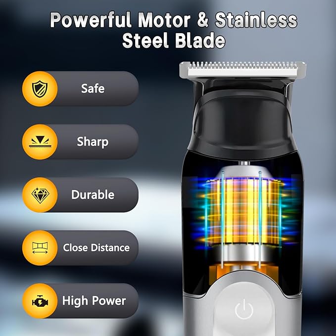 SUNNOW Electric 5-in-1 Body Hair Trimmer - Groin Trimmer for Men -Beard Trimmer for Men - Wet/Dry Shaver Groomer, Waterproof with LED Light, Gifts for Husband Father