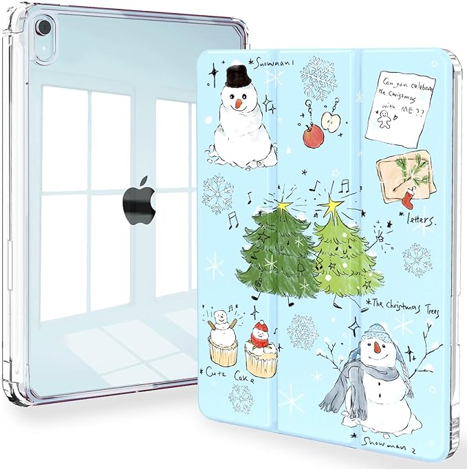 Feams Case for iPad mini 7 A17 Pro 2024/iPad Mini 6 2021 Slim Lightweight Trifold iPad mini 7 A17 Pro Case 8.3 Inch 2024 Clear Back Cover with Pencil Holder &amp Auto Sleep Blue Bow