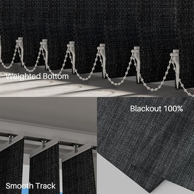 Blindify Motorized Vertical Blinds, Blackout Sliding Door Shades Vertical Shades Remote Control Customize, 3-Layer Dark Grey