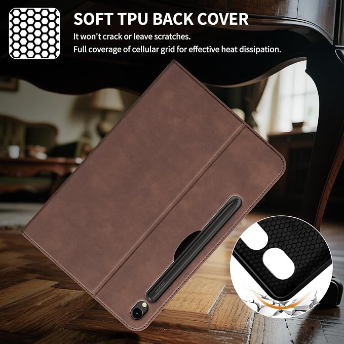 Case for Samsung Galaxy Tab S10 Lite/S10 FE/S9 FE/S9 10.9/11 | Microfiber Leather Protective Cover with S Pen HolderSmart Folio Auto Sleep/WakeAdjustable StandShockproofSlimBlack