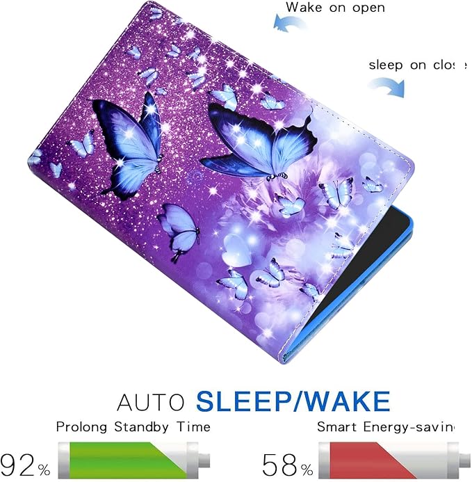 Compatible with iPad 9.7 inch Case/iPad Air 2 Case/iPad Air Case Funut Case for iPad 6th Generation 2018/iPad 5th Generation 2017 Premium Leather Smart Stand Wallet Protective CoverPurple Butterfly