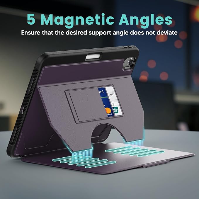 SEYMAC Case for iPad Air 11 inch M4/ M3/ M2 (2026/2025/2024) Purple | Full Protective Auto Sleep/Wake Strong Magnetic Cover 5 Standing Angles Pencil Holder