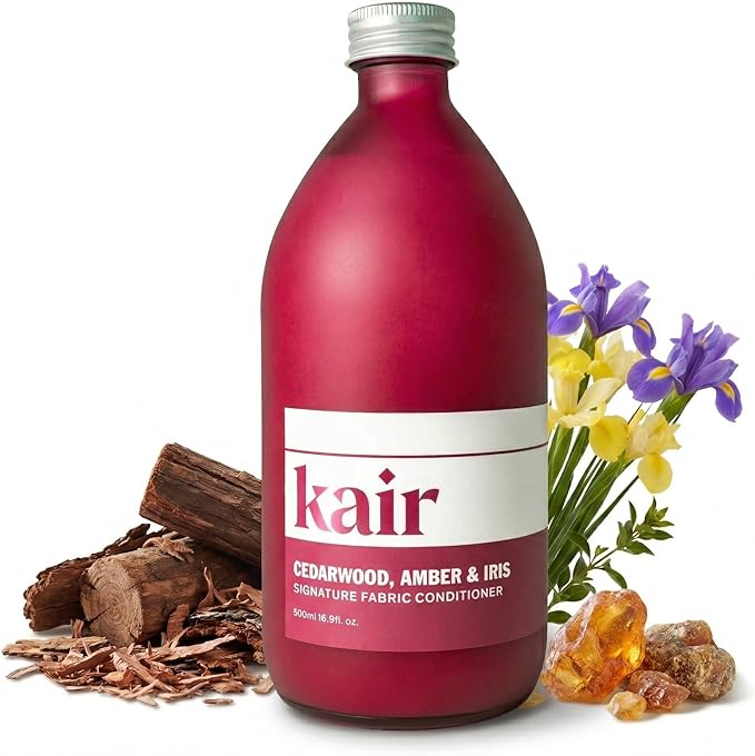 Kair Signature Fabric Conditioner - Cedarwood, Amber & Iris | Plant-Based Fabric Softener, 16.9 Fl Oz, Vegan, Cruelty-Free, Biodegradable, Anti-Static Softens & Protects Fibers