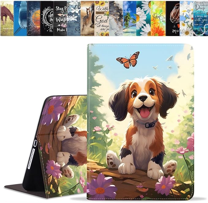 Case for Samsung Galaxy Tab A 8.0 2019 (SM-T290/T295/T297) Slim Lightweight PU Leather Stand Cover with Auto Wake/Sleep for Galaxy Tab A 8.0 Inch Abstract Watercolor Art Dogs