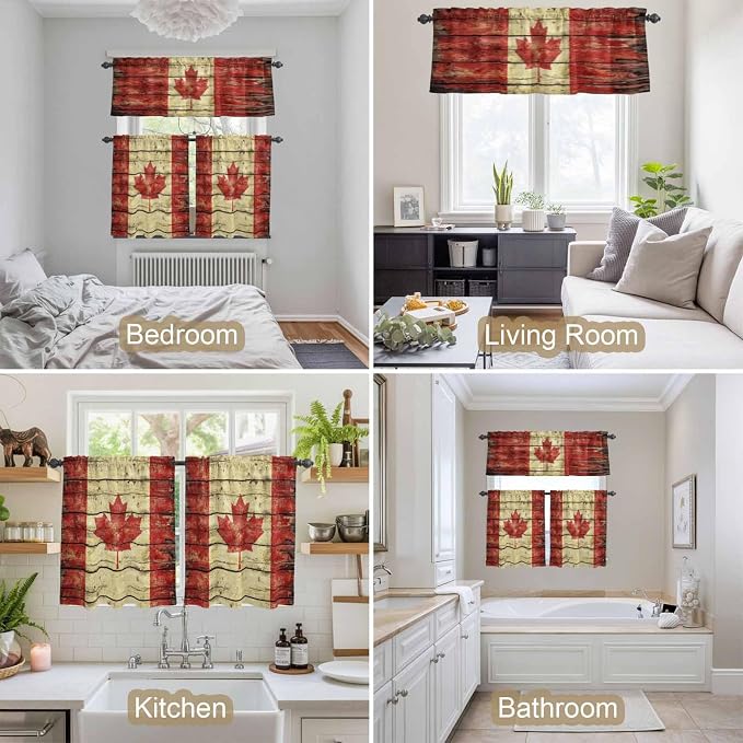 Kitchen Curtains Tiers and Valance Set of 3, Canada Light Filtering Window