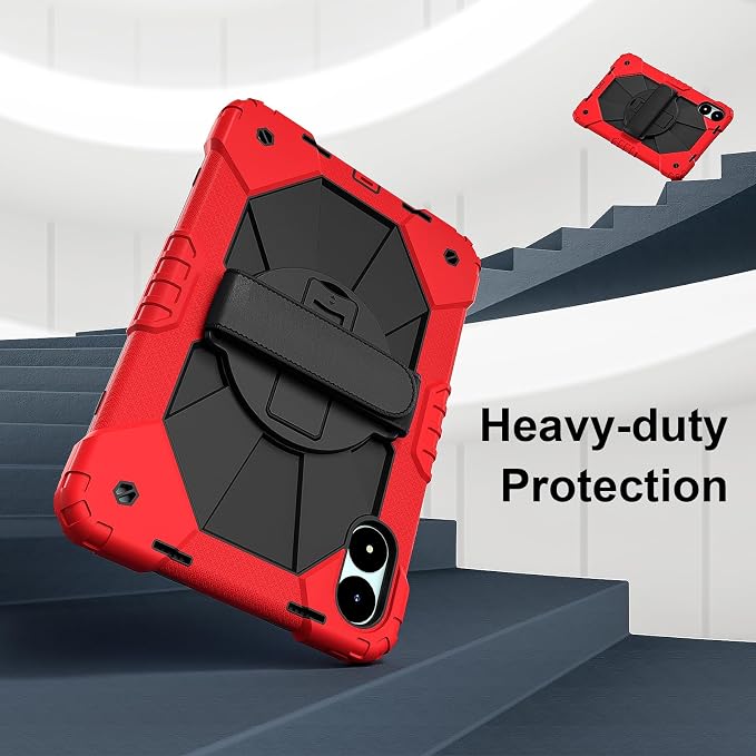 for Xiaomi Redmi Pad Pro 12.1/Xiaomi Poco Pad 12.1 Case with with Kickstand/Hand Strap/Rotating/Shoulder Strap (Black/Black)