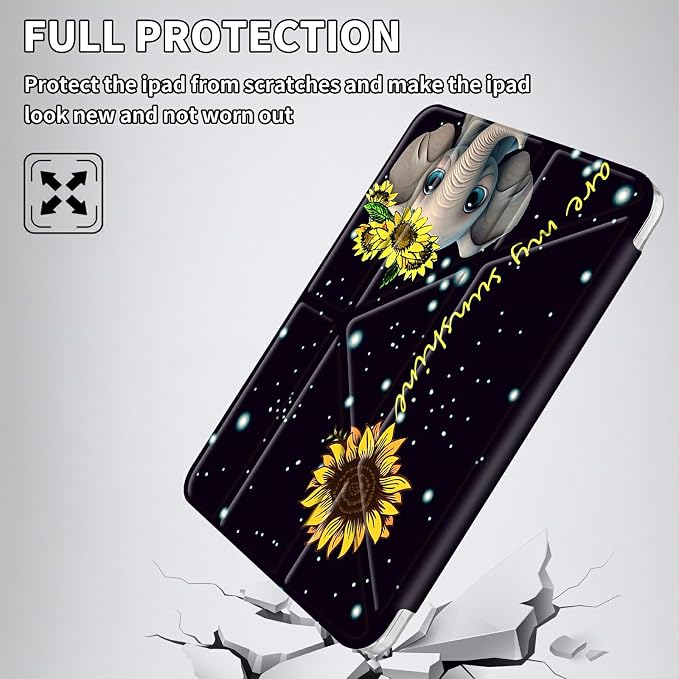 for iPad 10.2 &amp 10.5/iPad 9th/8th/7th Generation 10.2 2021 2020 2019 Case Mutil Angles Folding Y-Shaped Stand Cover with Pencil Holder Auto Wake/SleepAmerican Flag and Cow