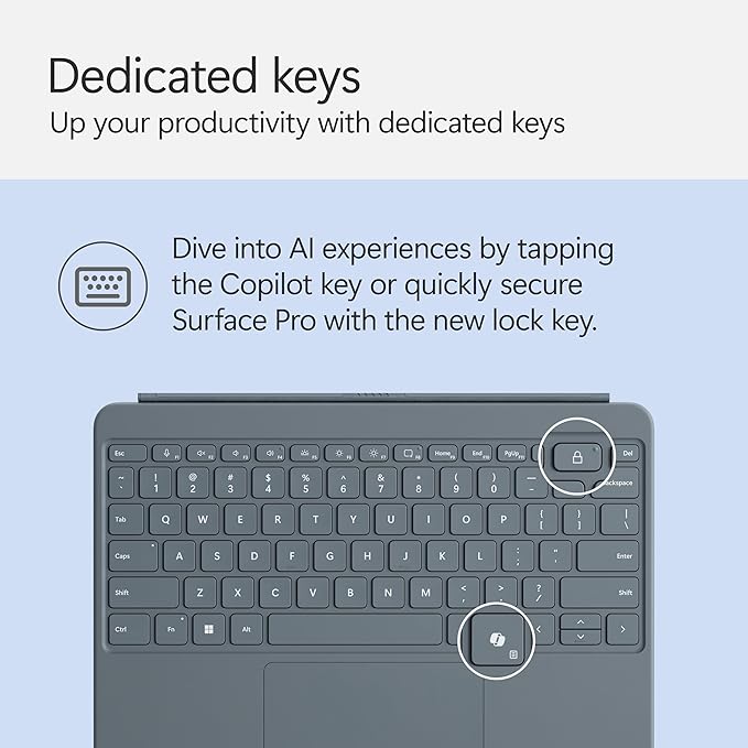 Microsoft Surface Pro Keyboard for Surface Pro 12" Device, Keyboard Only, Alcantara Material, Ocean