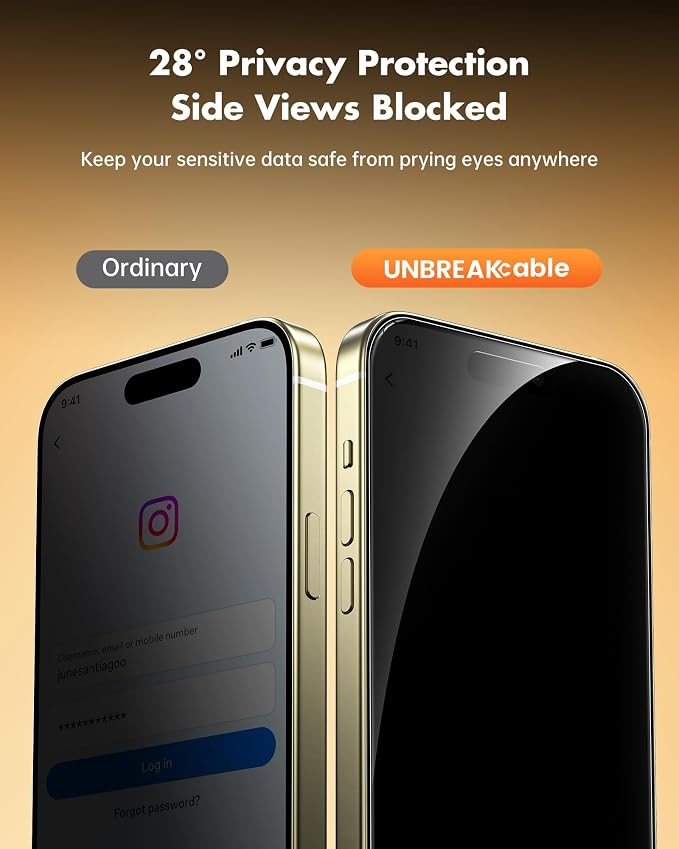 UNBREAKcable 2 Pack Privacy Screen Protector for iPhone 11 Pro Max/Xs Max Shatterproof Tempered Glass [True 28°Anti Spy] [9H Hardness] [Easy Installation] Protector for Apple 6.5