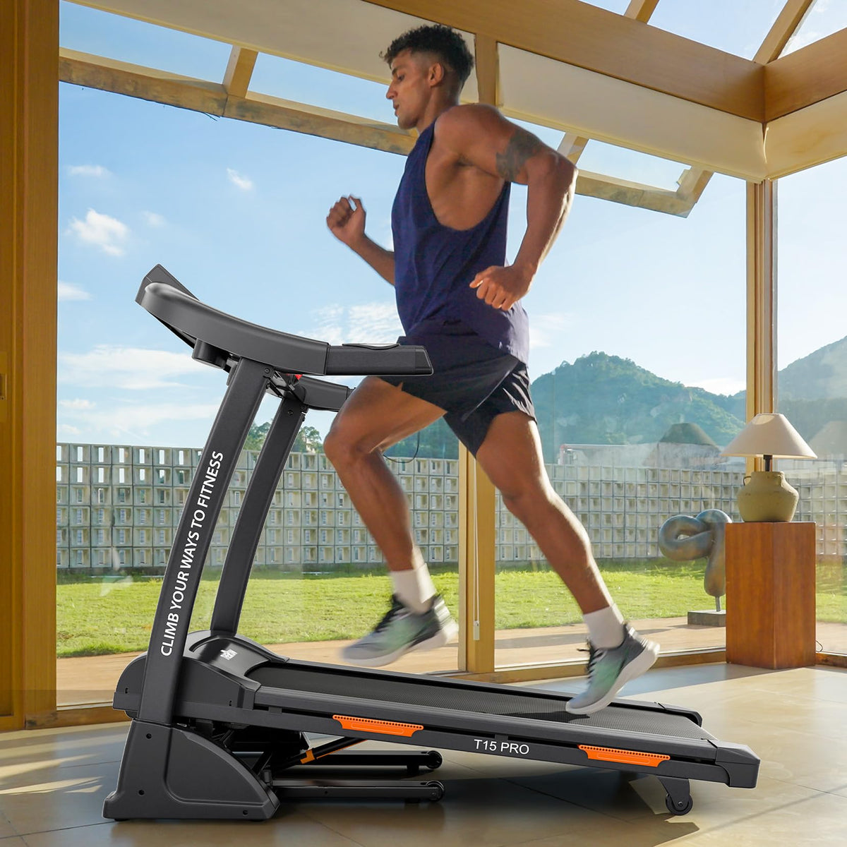 THERUN Treadmill Folding Incline Treadmill 15% Running Treadmill with Fan